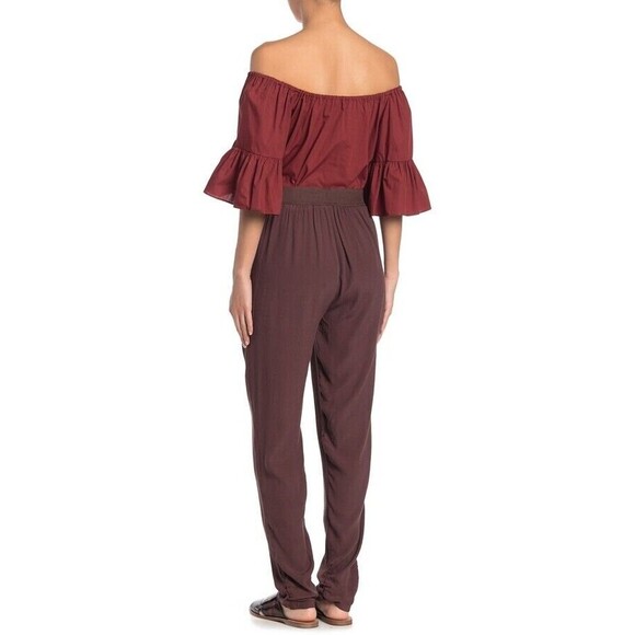 Vertigo Ruched Ankle Pants Womens XS Belgium Truffle Brown Elastic Waist NWT - Picture 2 of 9